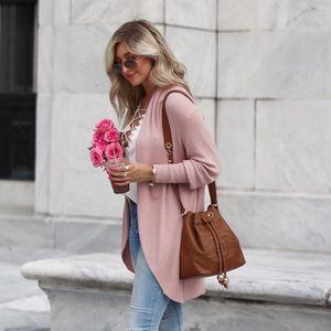 Nordstrom Leith Blush Pink Long Cardigan
